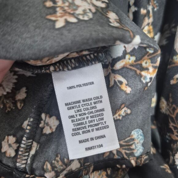 True Craft Gray Floral Mini Dress Long Sleeve Boho Polyester Size XL - Picture 6 of 6